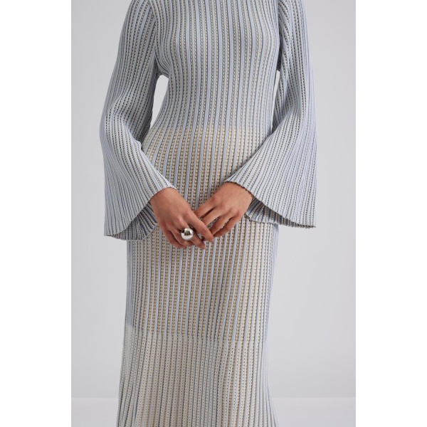 Lexi Contrast Knitted Midi Dress - Bilde 4
