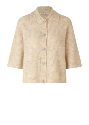 Andrea Knit Collar Cardigan - Brazilian Sand