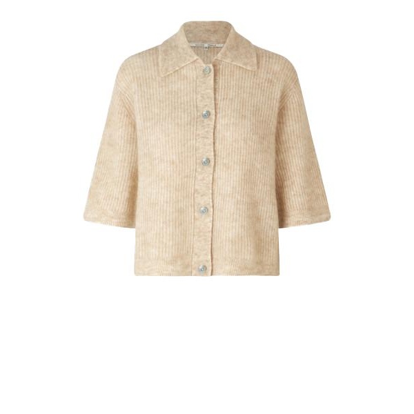 Andrea Knit Collar Cardigan - Brazilian Sand