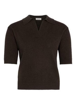 Lin Collar T Mocha - mørke brun