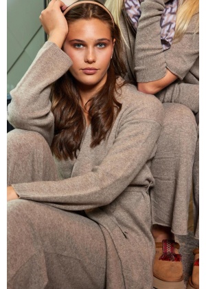 Loungewear lang jakke med belte