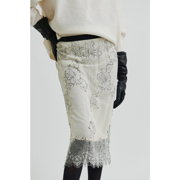 Wila Lace Skirt - beige/sort - Bilde 4