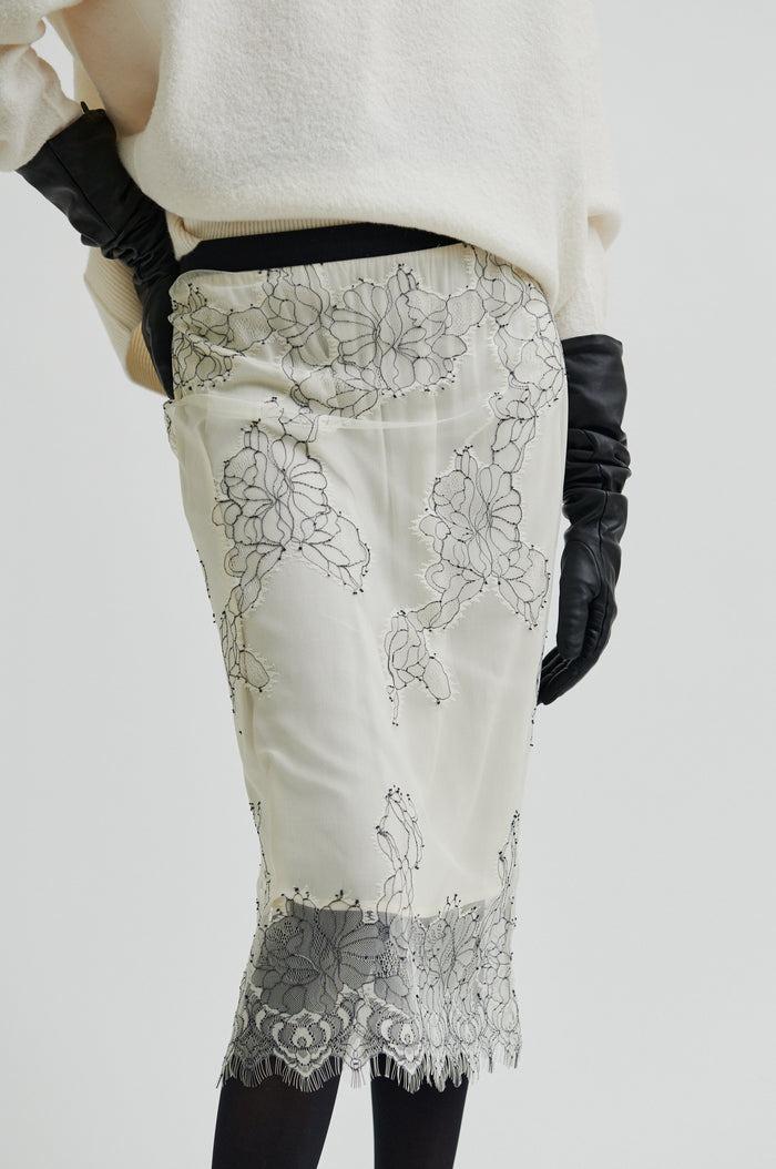 Wila Lace Skirt - beige/sort - Bilde 4