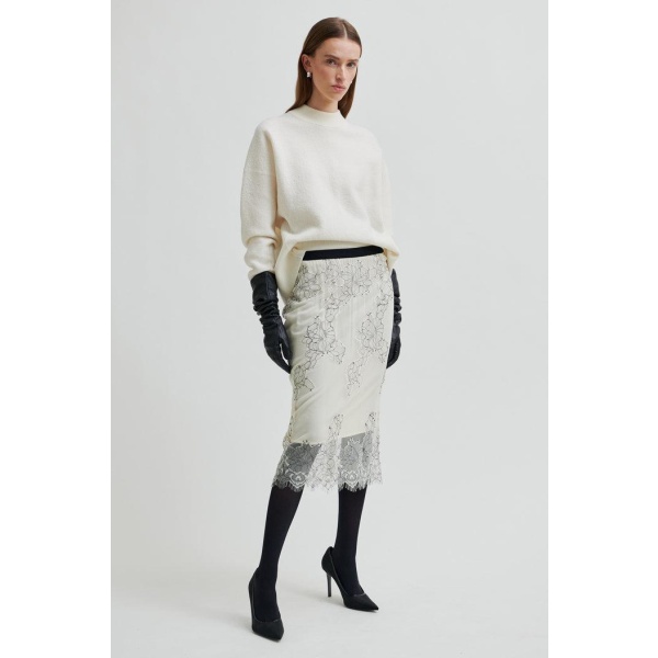 Wila Lace Skirt - beige/sort - Bilde 3