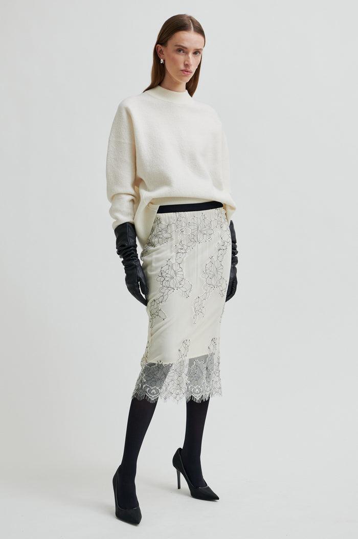 Wila Lace Skirt - beige/sort - Bilde 3