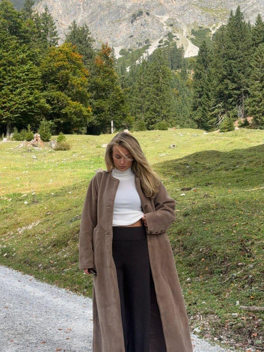 Emma Shearline Coat Mole - Brun - Bilde 7